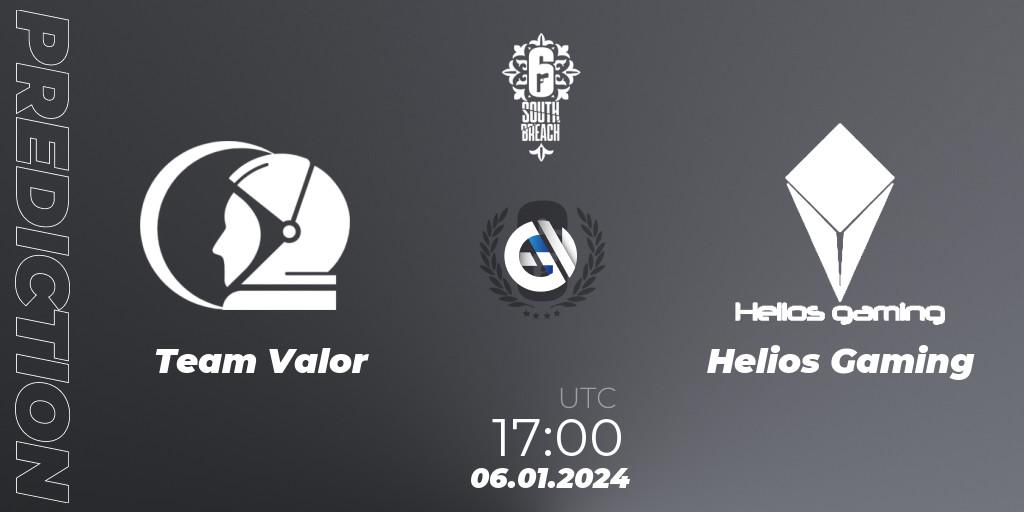 Prognose für das Spiel Team Valor VS Helios Gaming. 06.01.24. Rainbow Six - R6 South Breach
