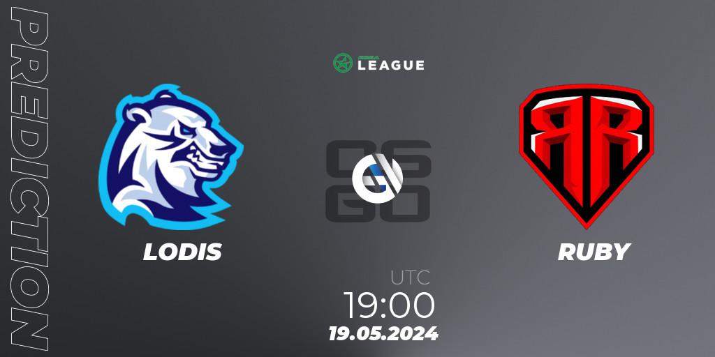 Prognose für das Spiel LODIS VS RUBY. 19.05.2024 at 19:00. Counter-Strike (CS2) - ESEA Season 49: Advanced Division - Europe
