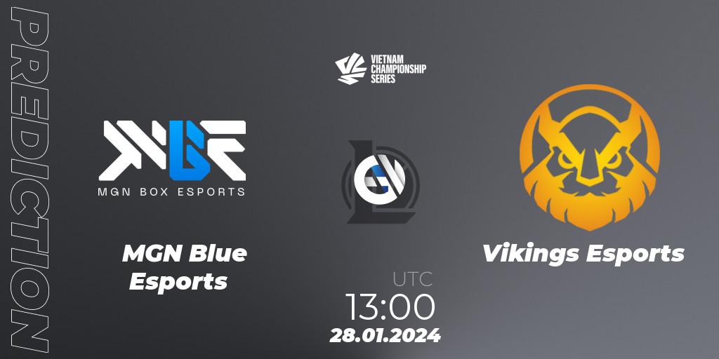 Prognose für das Spiel MGN Blue Esports VS Vikings Esports. 28.01.2024 at 13:00. LoL - VCS Dawn 2024 - Group Stage