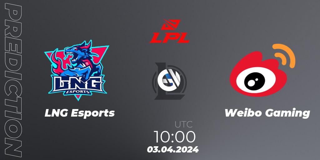 Prognose für das Spiel LNG Esports VS Weibo Gaming. 03.04.24. LoL - LPL Spring 2024 - Playoffs