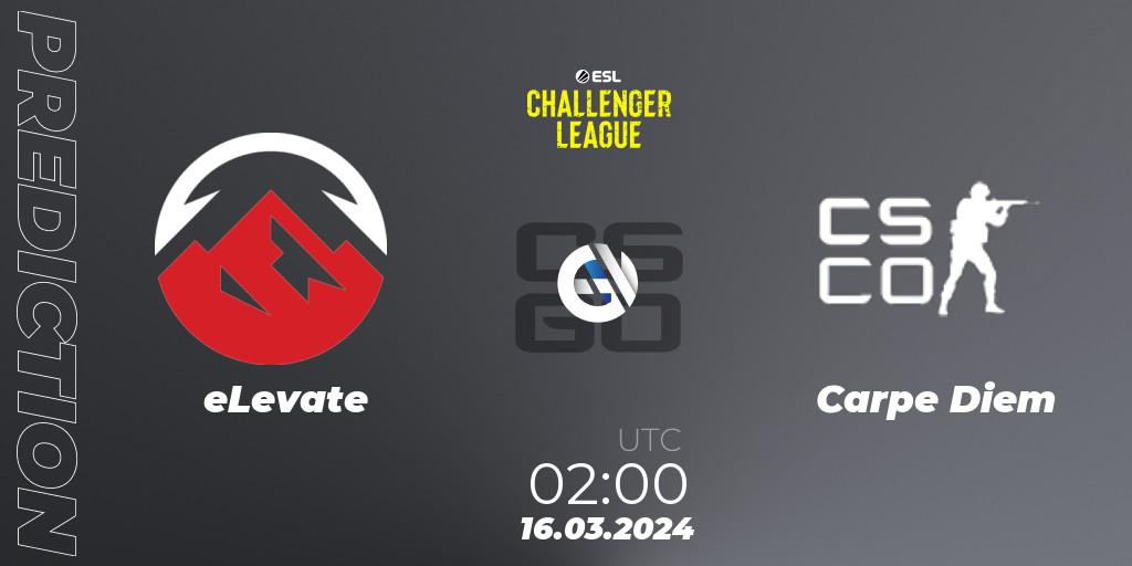 Prognose für das Spiel eLevate VS Carpe Diem. 16.03.24. CS2 (CS:GO) - ESL Challenger League Season 47: North America