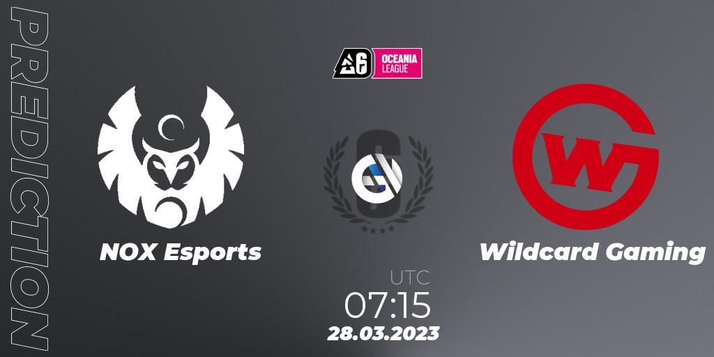 Prognose für das Spiel NOX Esports VS Wildcard Gaming. 28.03.23. Rainbow Six - Oceania League 2023 - Stage 1