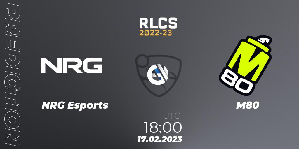 Prognose für das Spiel NRG Esports VS M80. 17.02.23. Rocket League - RLCS 2022-23 - Winter: North America Regional 2 - Winter Cup