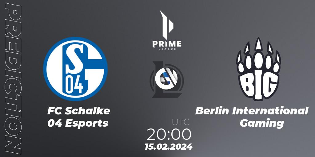 Prognose für das Spiel FC Schalke 04 Esports VS Berlin International Gaming. 15.02.24. LoL - Prime League Spring 2024 - Group Stage