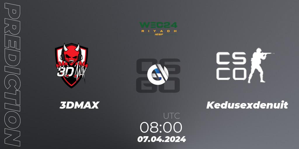 Prognose für das Spiel 3DMAX VS Kedusexdenuit. 07.04.24. CS2 (CS:GO) - IESF World Esports Championship 2024: French Qualifier