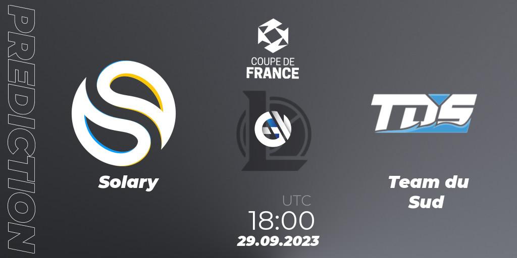 Prognose für das Spiel Solary VS Team du Sud. 29.09.2023 at 15:30. LoL - Coupe de France 2023