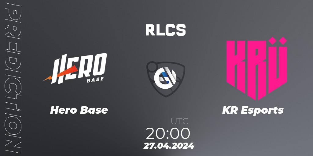 Prognose für das Spiel Hero Base VS KRÜ Esports. 27.04.2024 at 20:00. Rocket League - RLCS 2024 - Major 2: SAM Open Qualifier 4