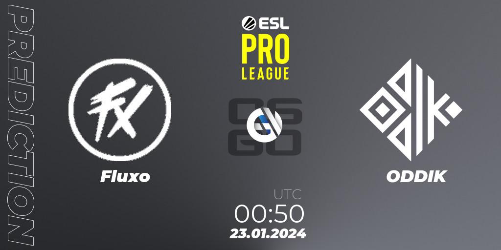Prognose für das Spiel Fluxo VS ODDIK. 23.01.2024 at 00:55. Counter-Strike (CS2) - ESL Pro League Season 19: South American Qualifier