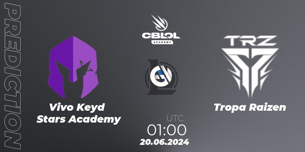 Prognose für das Spiel Vivo Keyd Stars Academy VS Tropa Raizen. 20.06.2024 at 01:00. LoL - CBLOL Academy 2024
