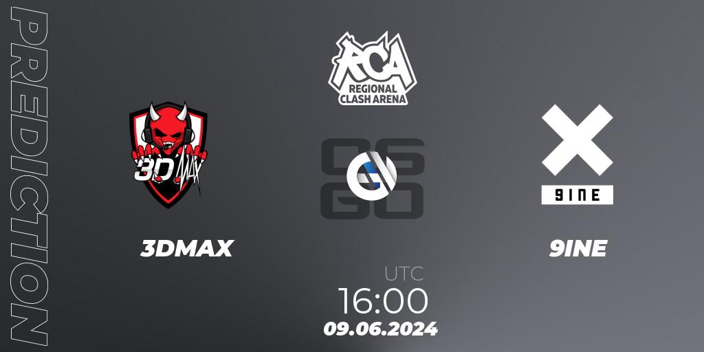 Prognose für das Spiel 3DMAX VS 9INE. 09.06.2024 at 16:00. Counter-Strike (CS2) - Regional Clash Arena Europe