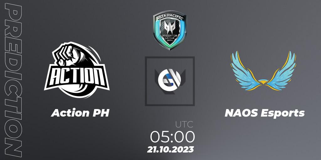Prognose für das Spiel Action PH VS NAOS Esports. 21.10.23. VALORANT - Predator League Philippines 2024