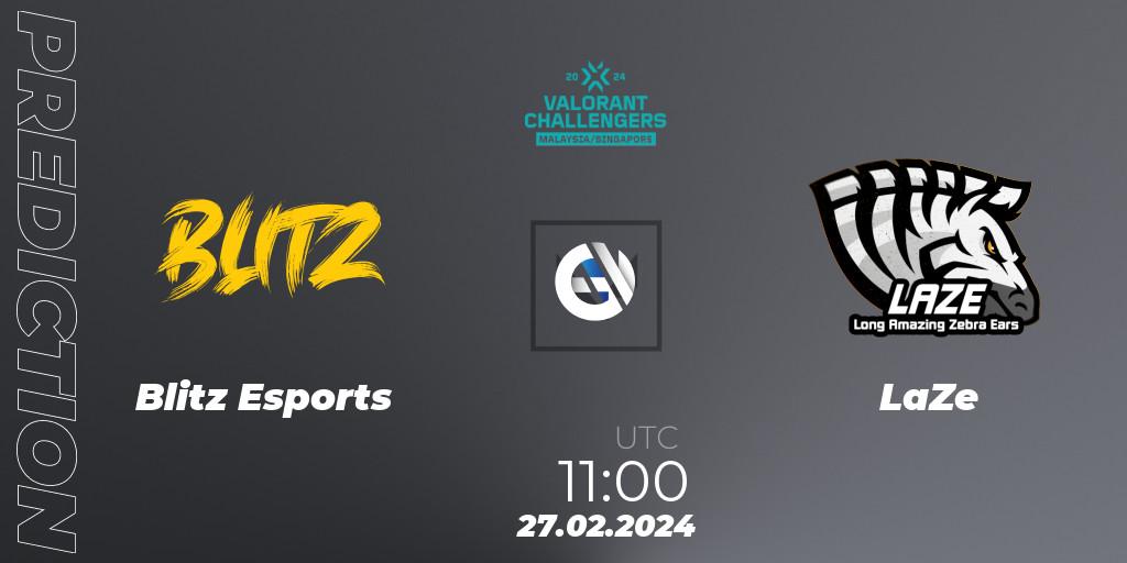 Prognose für das Spiel Blitz Esports VS LaZe. 27.02.2024 at 11:00. VALORANT - VALORANT Challengers Malaysia & Singapore 2024: Split 1
