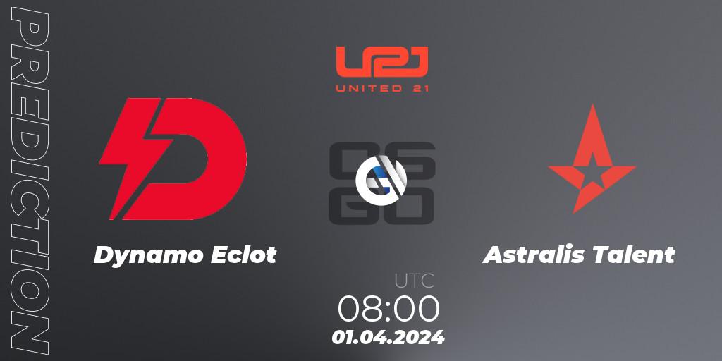 Prognose für das Spiel Dynamo Eclot VS Astralis Talent. 01.04.24. CS2 (CS:GO) - United21 Season 14