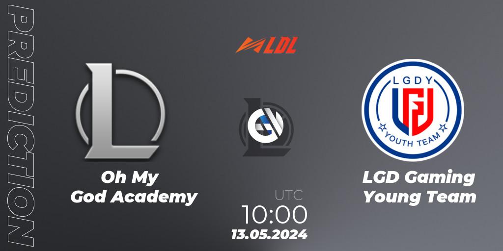 Prognose für das Spiel Oh My God Academy VS LGD Gaming Young Team. 13.05.2024 at 10:00. LoL - LDL 2024 - Stage 2