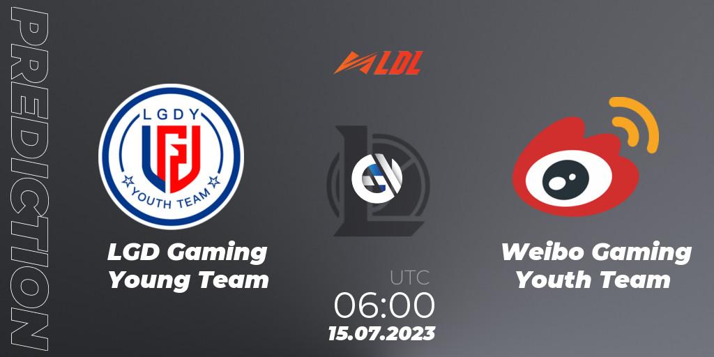 Prognose für das Spiel LGD Gaming Young Team VS Weibo Gaming Youth Team. 15.07.2023 at 06:00. LoL - LDL 2023 - Regular Season - Stage 3
