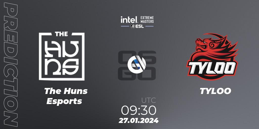 Prognose für das Spiel The Huns Esports VS TYLOO. 27.01.2024 at 09:30. Counter-Strike (CS2) - Intel Extreme Masters China 2024: Asian Closed Qualifier