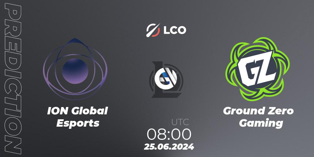 Prognose für das Spiel ION Global Esports VS Ground Zero Gaming. 25.06.2024 at 08:00. LoL - LCO Split 2 2024 - Group Stage