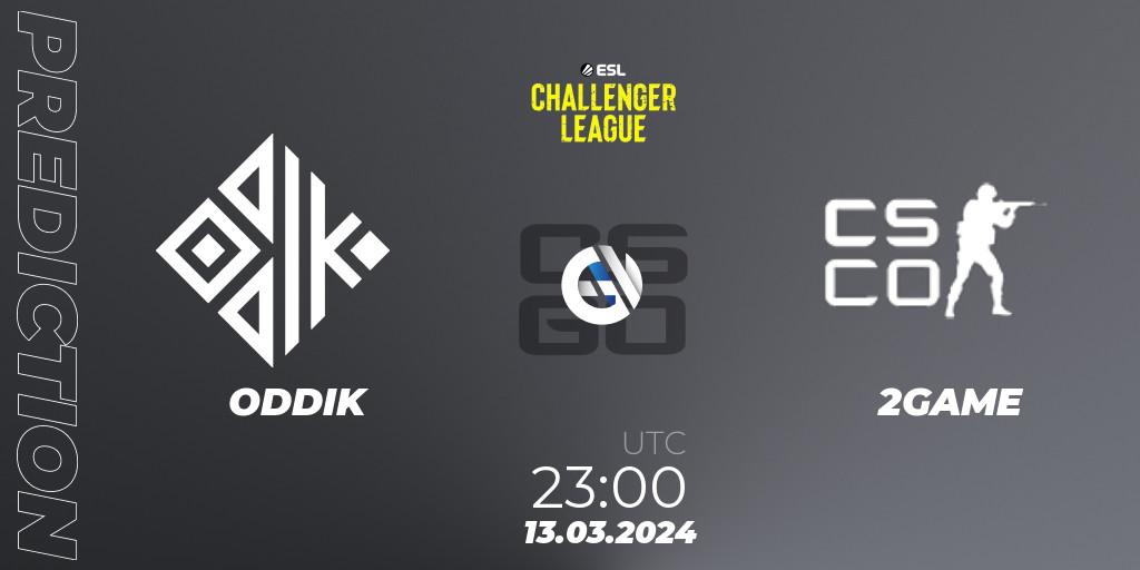 Prognose für das Spiel ODDIK VS 2GAME. 15.03.24. CS2 (CS:GO) - ESL Challenger League Season 47: South America