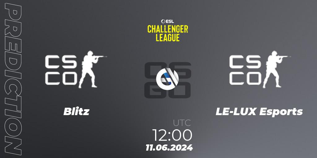 Prognose für das Spiel Blitz VS LE-LUX Esports. 11.06.2024 at 12:00. Counter-Strike (CS2) - ESL Challenger League Season 47 Relegation: Oceania
