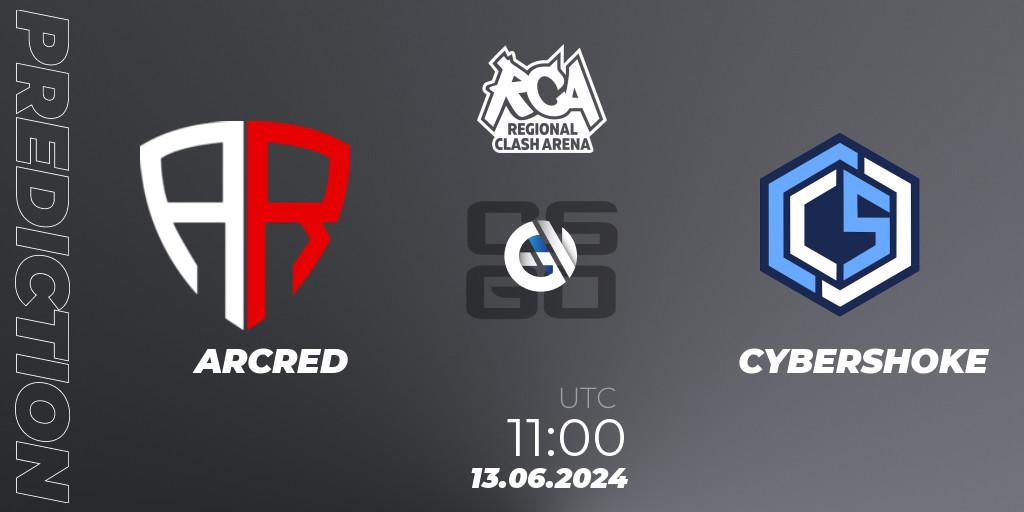 Prognose für das Spiel ARCRED VS CYBERSHOKE. 13.06.2024 at 11:00. Counter-Strike (CS2) - Regional Clash Arena Europe