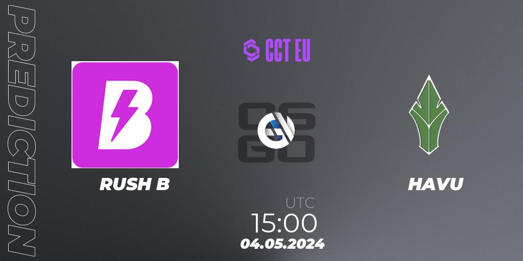 Prognose für das Spiel RUSH B VS HAVU. 04.05.2024 at 15:00. Counter-Strike (CS2) - CCT Season 2 Europe Series 2 