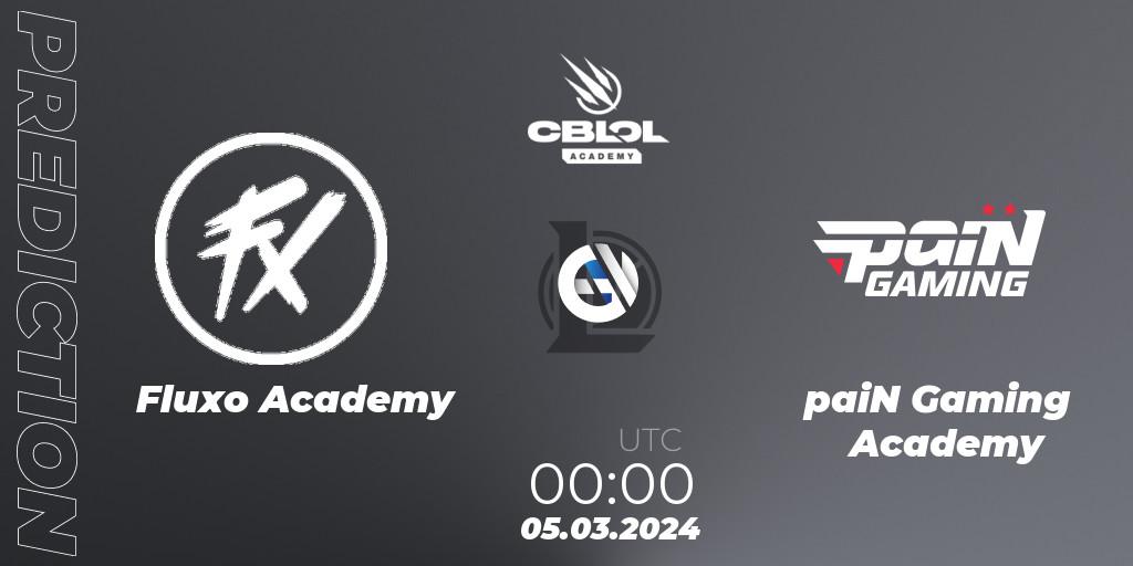Prognose für das Spiel Fluxo Academy VS paiN Gaming Academy. 05.03.24. LoL - CBLOL Academy Split 1 2024