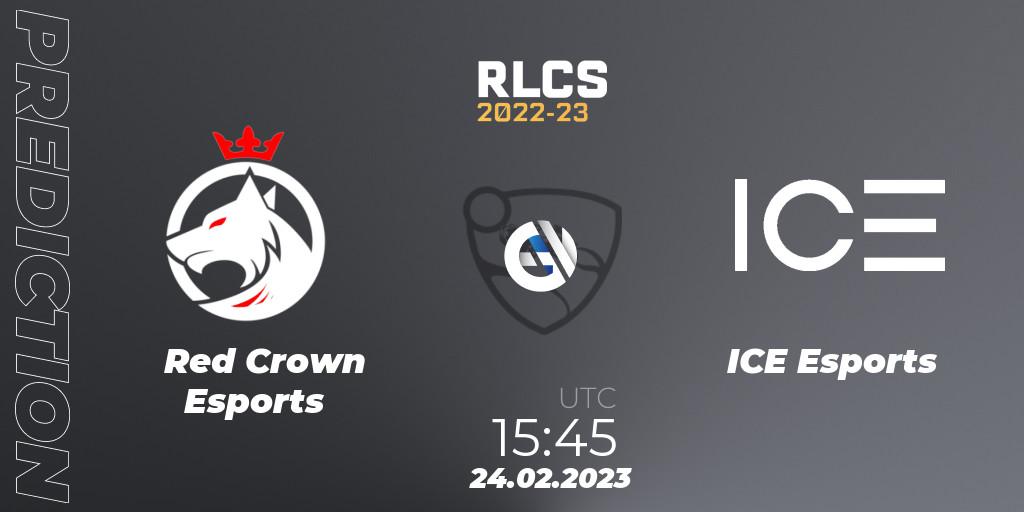 Prognose für das Spiel Red Crown Esports VS ICE Esports. 24.02.23. Rocket League - RLCS 2022-23 - Winter: Sub-Saharan Africa Regional 3 - Winter Invitational