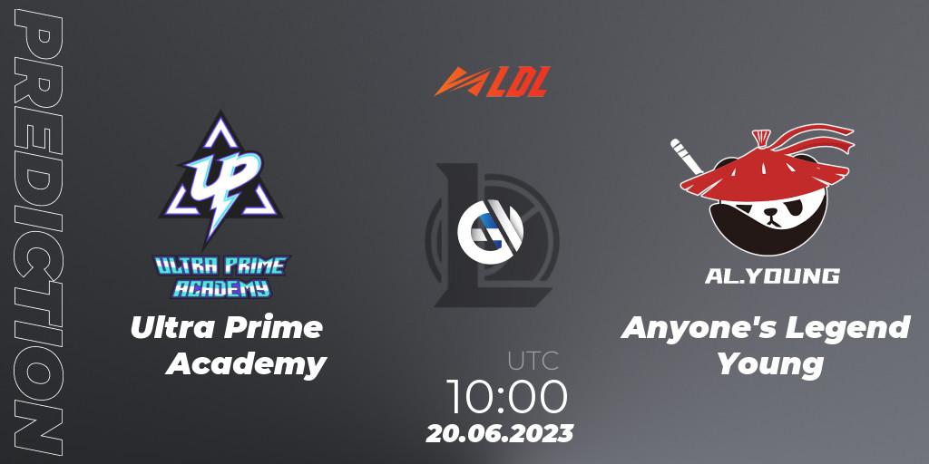 Prognose für das Spiel Ultra Prime Academy VS Anyone's Legend Young. 20.06.2023 at 10:30. LoL - LDL 2023 - Regular Season - Stage 3