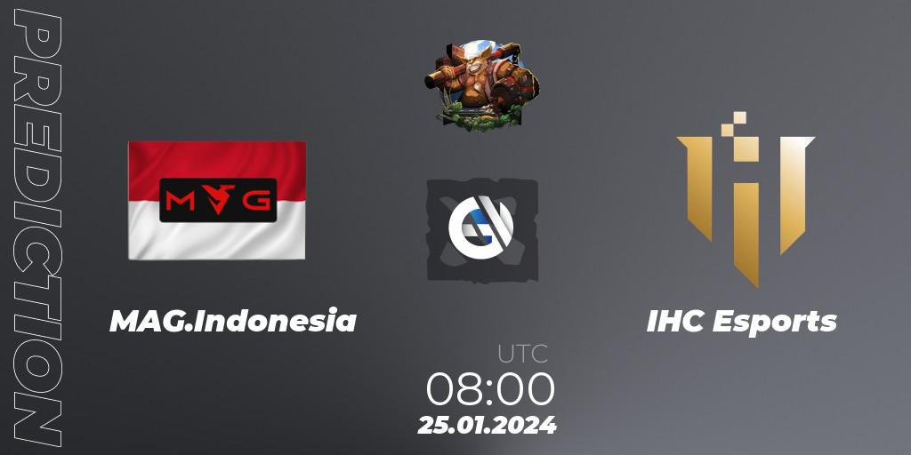 Prognose für das Spiel MAG.Indonesia VS IHC Esports. 25.01.2024 at 08:00. Dota 2 - ESL One Birmingham 2024: Southeast Asia Open Qualifier #2