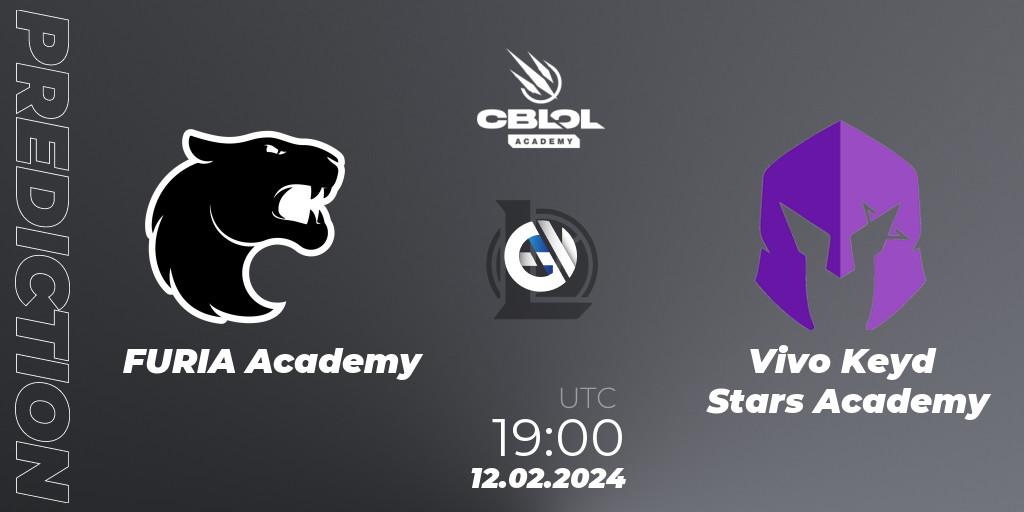 Prognose für das Spiel FURIA Academy VS Vivo Keyd Stars Academy. 12.02.2024 at 20:00. LoL - CBLOL Academy Split 1 2024