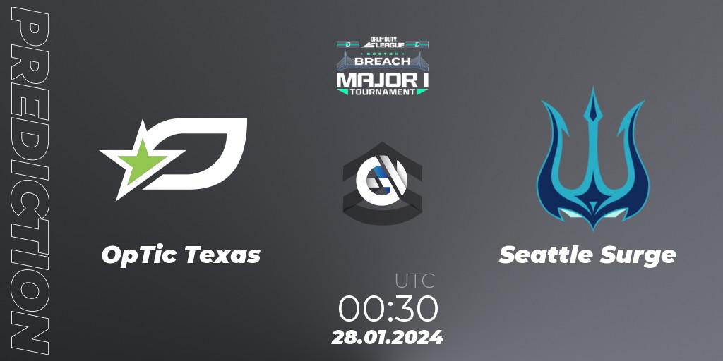 Prognose für das Spiel OpTic Texas VS Seattle Surge. 28.01.2024 at 00:30. Call of Duty - Call of Duty League 2024: Stage 1 Major