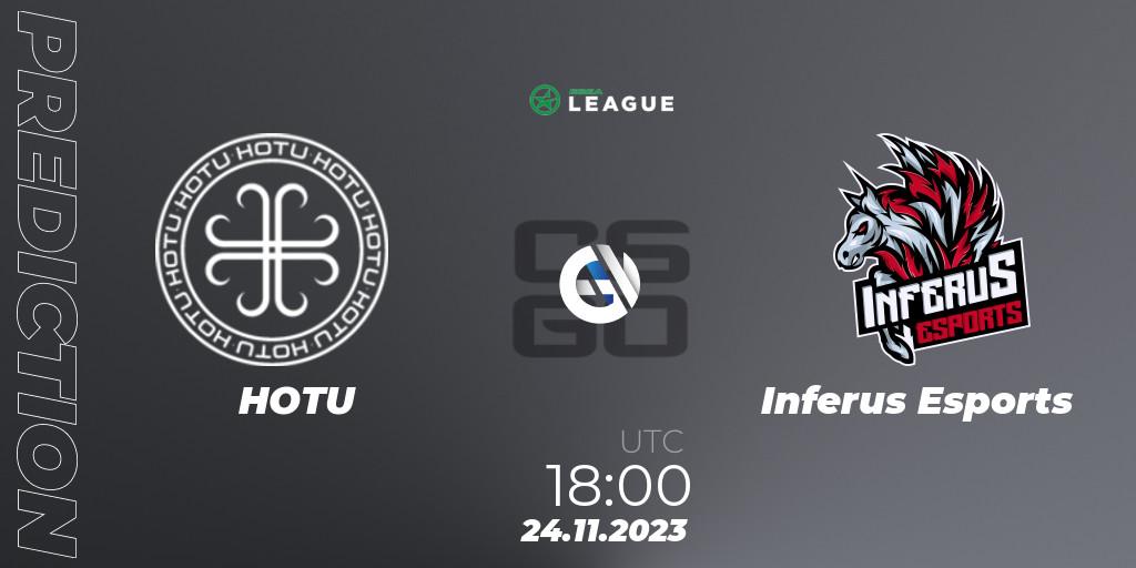 Prognose für das Spiel HOTU VS Inferus Esports. 24.11.2023 at 18:00. Counter-Strike (CS2) - ESEA Season 47: Advanced Division - Europe