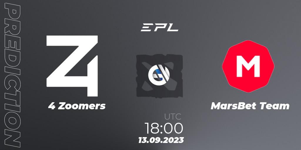 Prognose für das Spiel 4 Zoomers VS MarsBet Team. 13.09.23. Dota 2 - European Pro League Season 12