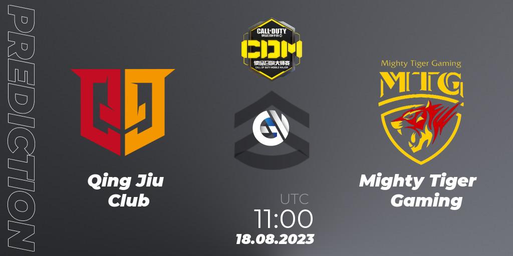 Prognose für das Spiel Qing Jiu Club VS Mighty Tiger Gaming. 18.08.2023 at 11:10. Call of Duty - China Masters 2023 S6 - Stage 2