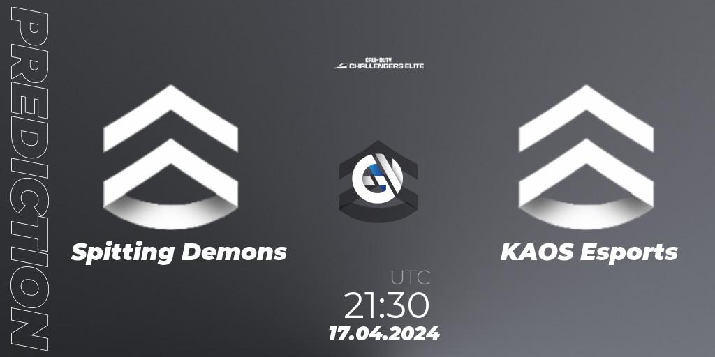Prognose für das Spiel Spitting Demons VS KAOS Esports. 23.04.2024 at 22:30. Call of Duty - Call of Duty Challengers 2024 - Elite 2: NA