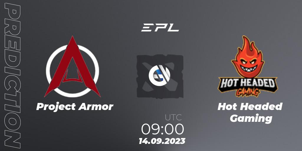 Prognose für das Spiel Project Armor VS Hot Headed Gaming. 14.09.23. Dota 2 - European Pro League Season 12