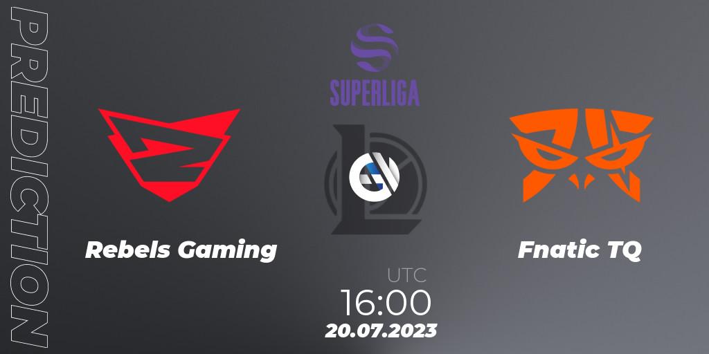 Prognose für das Spiel Rebels Gaming VS Fnatic TQ. 20.07.2023 at 16:00. LoL - Superliga Summer 2023 - Group Stage