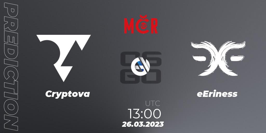 Prognose für das Spiel Cryptova VS eEriness. 26.03.23. CS2 (CS:GO) - Tipsport Cup Prague Spring 2023: Online Stage