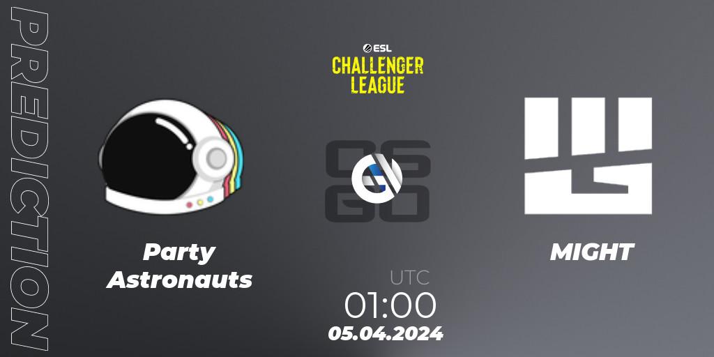 Prognose für das Spiel Party Astronauts VS MIGHT. 05.04.24. CS2 (CS:GO) - ESL Challenger League Season 47: North America