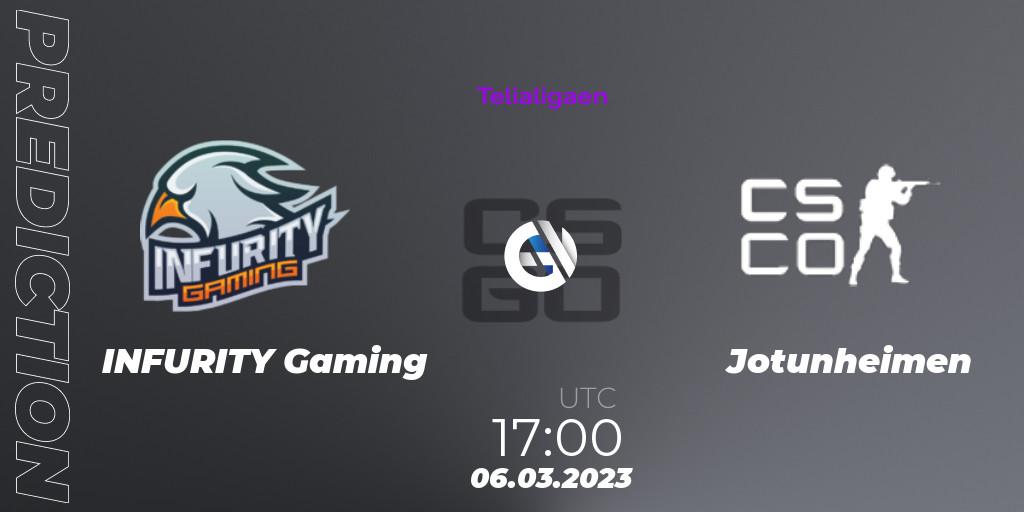 Prognose für das Spiel INFURITY Gaming VS Jotunheimen. 06.03.23. CS2 (CS:GO) - Telialigaen Spring 2023: Group stage