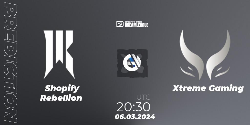 Prognose für das Spiel Shopify Rebellion VS Xtreme Gaming. 06.03.24. Dota 2 - DreamLeague Season 22