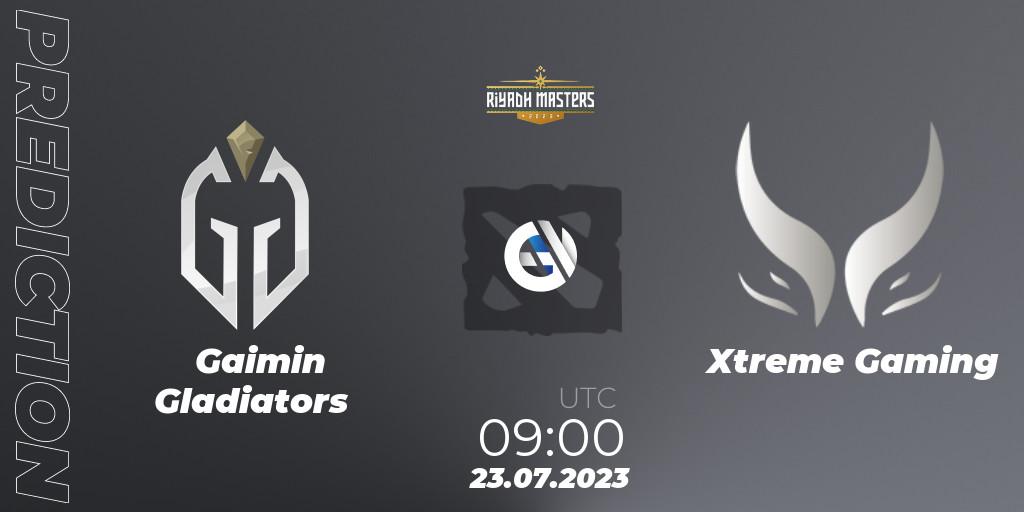 Prognose für das Spiel Gaimin Gladiators VS Xtreme Gaming. 23.07.23. Dota 2 - Riyadh Masters 2023 - Group Stage