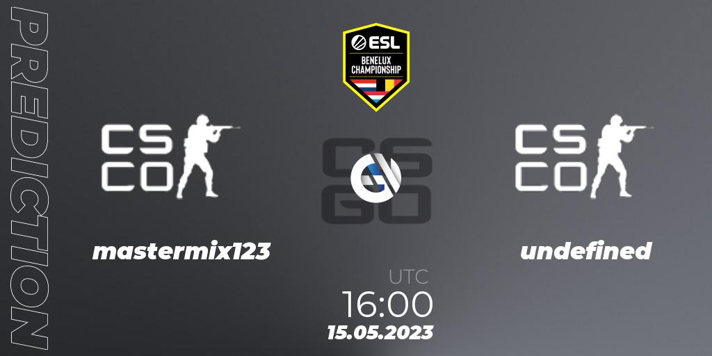 Prognose für das Spiel mastermix123 VS undefined. 15.05.23. CS2 (CS:GO) - ESL Benelux Championship Spring 2023