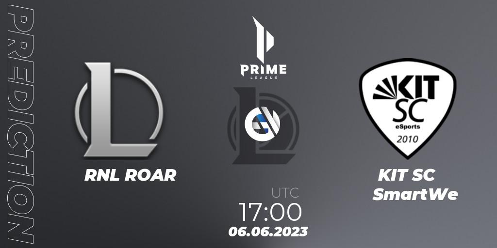 Prognose für das Spiel RNL ROAR VS KIT SC SmartWe. 06.06.2023 at 17:00. LoL - Prime League 2nd Division Summer 2023