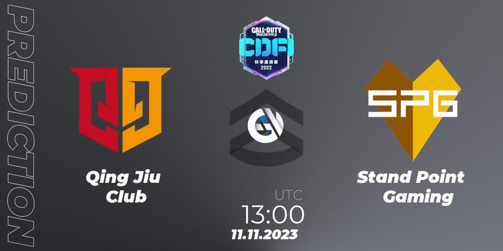 Prognose für das Spiel Qing Jiu Club VS Stand Point Gaming. 11.11.2023 at 13:00. Call of Duty - CODM Fall Invitational 2023
