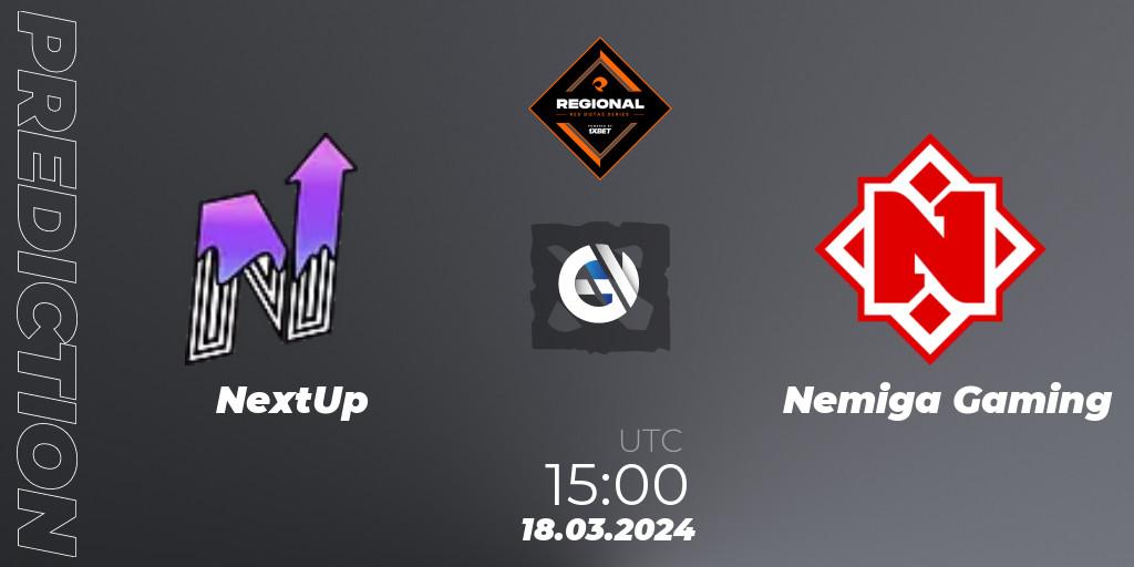 Prognose für das Spiel NextUp VS Nemiga Gaming. 27.03.24. Dota 2 - RES Regional Series: EU #1