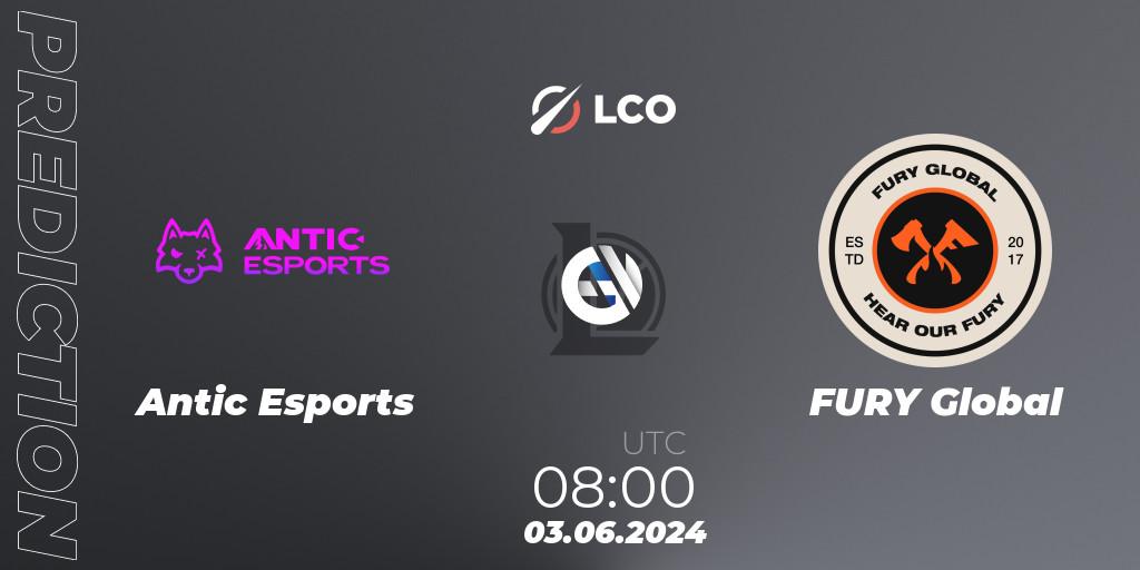 Prognose für das Spiel Antic Esports VS FURY Global. 03.06.2024 at 08:00. LoL - LCO Split 2 2024 - Group Stage