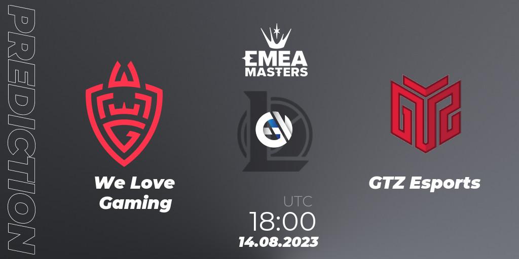 Prognose für das Spiel We Love Gaming VS GTZ Esports. 14.08.23. LoL - EMEA Masters Summer 2023