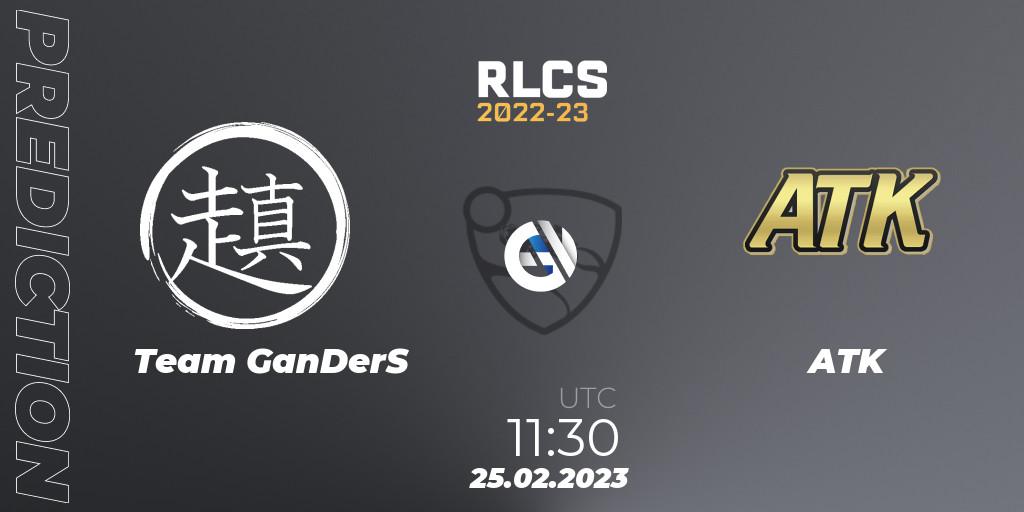 Prognose für das Spiel Team GanDerS VS ATK. 25.02.2023 at 11:30. Rocket League - RLCS 2022-23 - Winter: Asia-Pacific Regional 3 - Winter Invitational