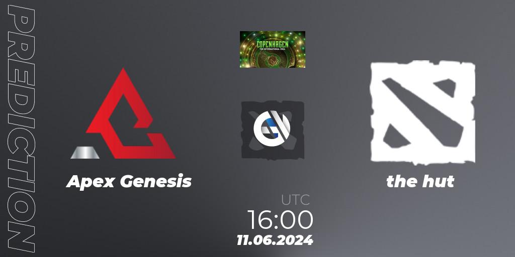 Prognose für das Spiel Apex Genesis VS the hut. 11.06.2024 at 16:00. Dota 2 - The International 2024: North America Closed Qualifier